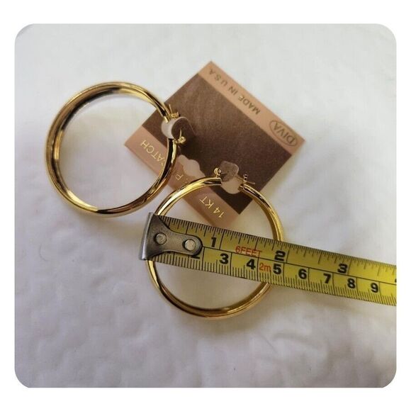 NEW 14 K GOLD FILLED PINCATCH Hoop EARRINGS 2 IN - Picture 7 of 7